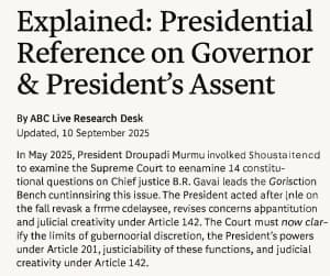 Presidential Reference on Governor & President Assent